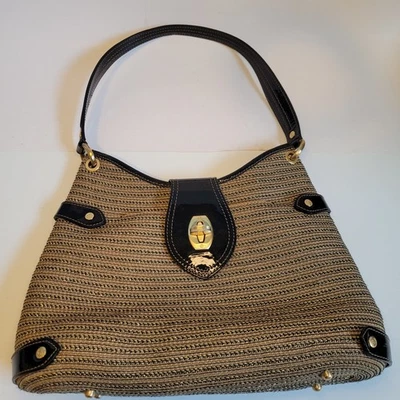 Bolso Cartera de Hombro Eric Javits Marrón Tostado Ratán Solapa Cuero ¡Genial! Ver descripción Foto 1 de 4