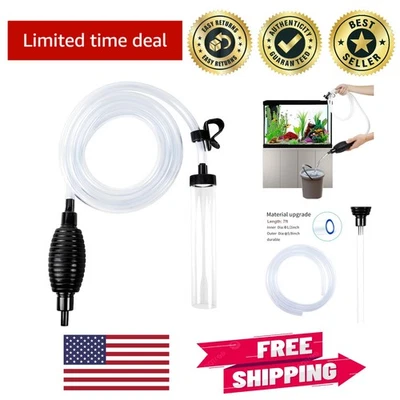 Versatile 7ft Hand Pump Siphon for Aquarium Cleaning - Perfect for Fish Owners - Image 1 of 4