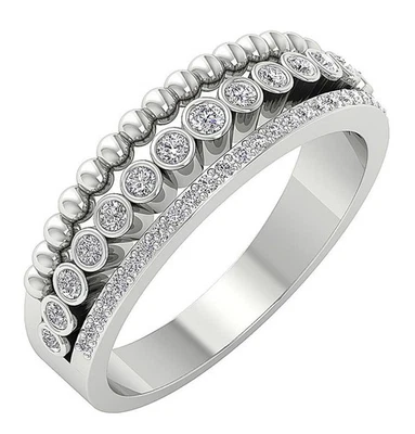 Anillo de boda de diseñador SI1 G 0,50 quilates diamante corte redondo oro amarillo de 14 quilates 6,90 mm Foto 1 de 4