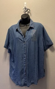 Camicia vintage anni 90 THE DISNEY STORE Winnie The Pooh denim perline XXL tigro - Foto 1 di 5