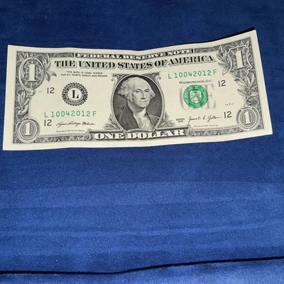 Oct. 04, 2012 Birthday Fancy Serial Number Date Note One Dollar  - Image 1 of 4