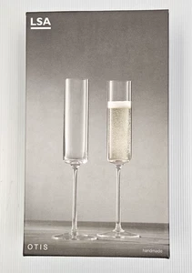 NEW! LSA Champagne Otis Stem 5oz 150ml Flutes Glasses SET OF TWO Handmade Poland - Picture 1 of 6