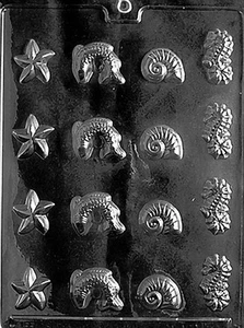 MUSCHELSORTIMENT STÜCKE Schokolade Süßigkeiten Seifenformen Meerpferdchen Fisch Seesterne - Bild 1 von 1