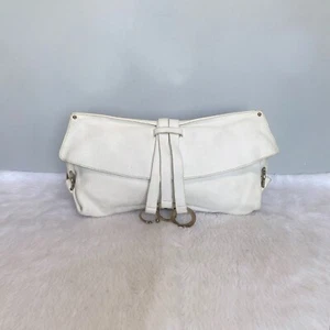 SALVATORE FERRAGAMO Vintage Ivory Large Leather Clutch Bag - Picture 1 of 13