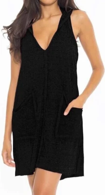 Vestido de encubrimiento de natación con capucha para fecha de playa negro talla M-L de Becca para mujer Foto 1 de 2