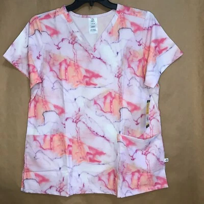 WonderWink Scrub Top Large Ink Drop 6657-INDP VNeck 3Pockets NWT Free Shipping - Image 1 of 4