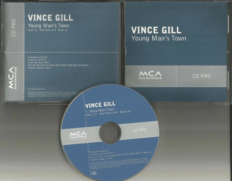 VINCE GILL Young Man’s town REPEATS 10X USA PROMO DJ CD single w/PRINTED LYRICS Foto 1 de 1