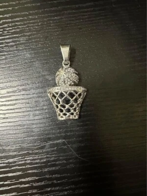 basketball pendant stainless steel with cubic zirconia stones (11.6g) - Image 1 of 4