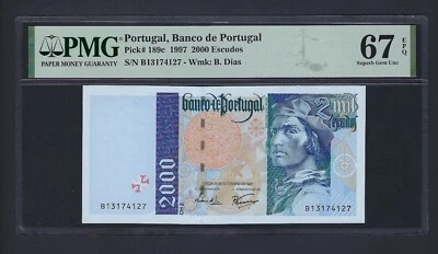 Portugal 2000 Escudos 11-9-1997 P189c Uncirculated Grade 67  - Image 1 of 2