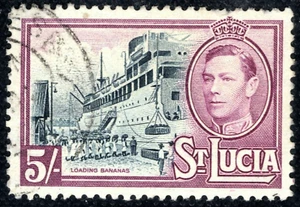 ST LUCIA KGVI Alto Valor SG.137 5s Dama Hawkins ENVÍO/PLÁTANOS Usado c£16 NEGRO157 - Imagen 1 de 6