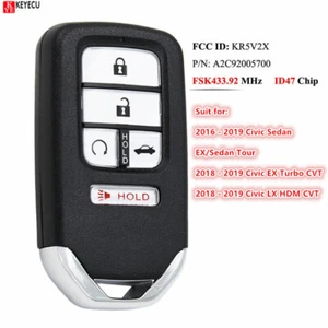 Llavero remoto inteligente sin llave KR5V2X para Honda Civic 2016 2017 2018 2019 2020 21 - Imagen 1 de 5