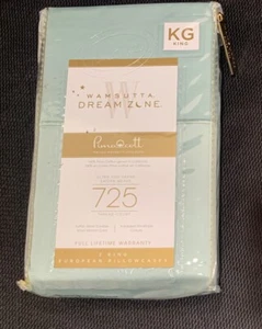 Wamsutta Dream Zone 725 TC Pimacott Cotton 2 KING European Pillowcases Aqua Blue - Picture 1 of 2