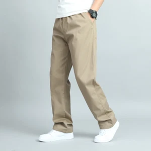 Big Size Men Casual Cotton Trousers Loose Fit Straight Multi Pocket Pants - Picture 1 of 12
