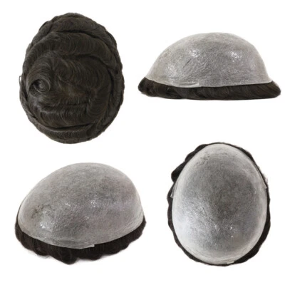 Micro Ultra Thin Skin Super Mens Toupee Human Hair System 0.02mm Hairpieces OSNG - Image 1 of 4