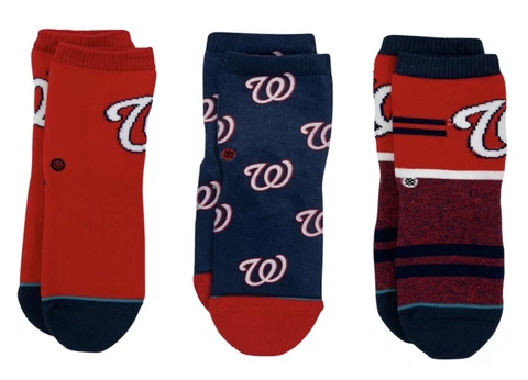 STANCE MLB Washington Nationals Red White Blue 3 Pack Crew Socks NEW Toddler 2-4 Cover