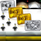 4X6 6k 4000LM LED Crystal Clear Yellow Glass Metal Headlight H4 Light Bulb Set Peugeot 504