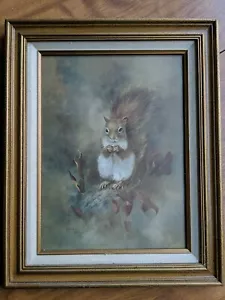 Vintage "Contentment" von Betty Allison 17,5 x 21 gerahmtes Eichhörnchen Texas Künstler - Bild 1 von 8