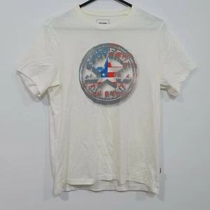 Converse All Star Womens Graphic Circle Logo Tshirt Size Small White USA Flag - Picture 1 of 6