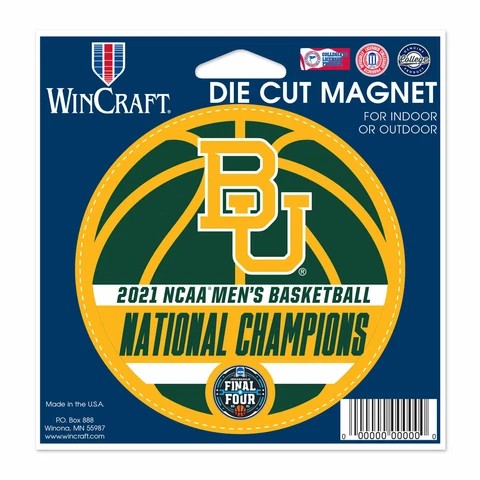 BAYLOR BEARS 2021 NCAA BASKETBALL NATIONAL CHAMPIONS 4" ROUND DIE-CUT MAGNET Cover