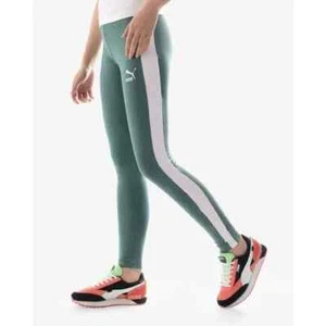 PUMA Ladies Green Gables & Ivory Glow "Iconic T7 MR" Leggings, NWT! - Picture 1 of 5