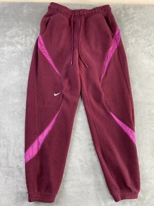 Nike Outdoor Chunky Fleece Pants Women's Small Burgundy Joggers Pockets - Picture 1 of 17