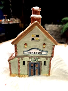 Vintage Lighted Christmas Village Putz House Toy Store Table Mantle Tree Decor - Picture 1 of 7