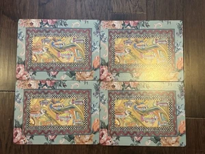 Juego de 4 manteles individuales florales MacKenzie-Childs Pimpernel "Go Fish" para peces - Imagen 1 de 4