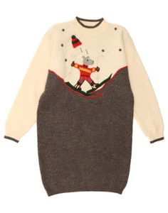RENE DERHY Womens Graphic Jumper Dress EU 38/40 Medium Grey Colourblock CH08 - Picture 1 of 3