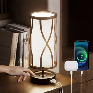 HYMELA Touch Desk Lamp Adjust Brightness Bedside Nightstand Table Lamps Indoor - Picture 1 of 8