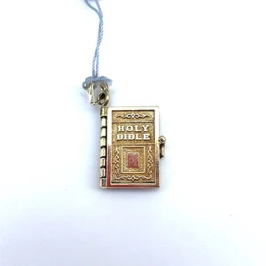14k Yellow Gold Opening Bible Pendant 3.40g - Picture 1 of 5
