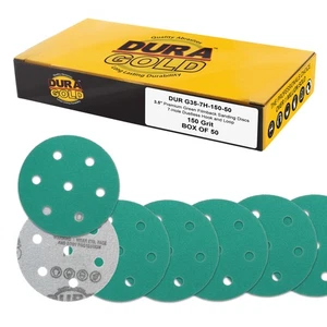150 Grit 3.5" (90mm) Sanding Discs, 7-Hole, Box of 50 - Hook & Loop Sandpaper - Picture 1 of 5