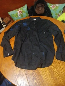 Diesal Mens Black / Blue Star Printed Longsleeve Button Up Shirt Sz XLarge C1 - Picture 1 of 9