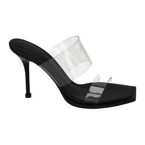 ALEXANDER MCQUEEN Sandali Plexi Runway tacco a mulo nero EU37 UK4 RRP790 - Foto 1 di 12
