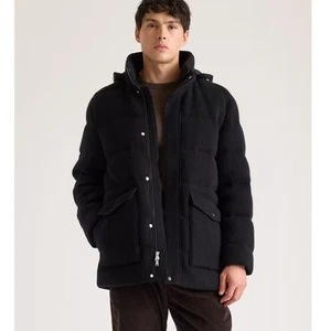 New Quince Men’s Mongolian Cashmere Puffer Jacket Coat Large Black $500 3279 - Picture 1 of 13