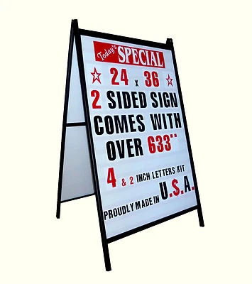 NEW A FRAME 2 SIDED SIDEWALK SIGN SANDWICH BOARD & LTRS - Image 1 of 3