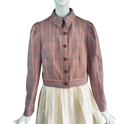 CURRENT AIR Anthropology Academia Plaid Shirt Short Jacket Shacket XS NWT $118 - Image 1 of 4