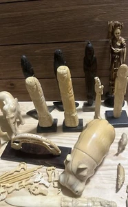 Esculturas africanas egipcias antiguas 20 hechas de madera hueso de piedra 100 años #1 - Imagen 1 de 22