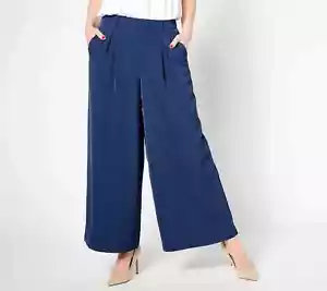 Pantalón al tobillo Joan Rivers regular Bitsy pierna ancha azul marino talla 1X A632089 - Imagen 1 de 2