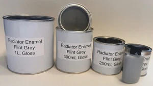 FLINT GREY GLOSS RADIATOR PAINT, Heat Resistant Brushing Enamel Free Postage - Picture 1 of 2