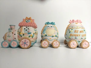 Hand Painted Porcelain Lighted Train Easter Egg Decor Spring Night Light 14.5” - Picture 1 of 5