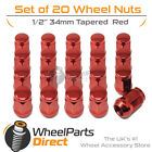 Red Wheel Nuts (20) 1/2" Tapered 34mm For Jaguar XJ [Series II] 73-79