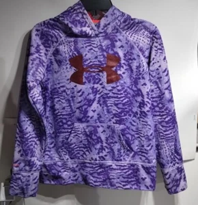 Under Armour Youth LG Hoodie Pullover Pocket Thumb Holes Purple Tie Dye Sparkle - Picture 1 of 8