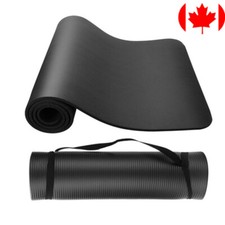 Exercise Yoga Mat with Carrying Strap for Yoga, Pilates, Fitness, Gym, Black