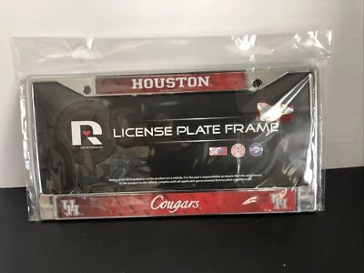 Marco de matrícula cromado láser Houston Cougars, nuevo en paquete Foto 1 de 4