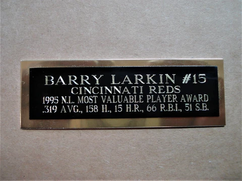 Barry Larkin Reds 1995 NL MVP Award Baseball Card Plaque Nameplate 1" X 3" Cover