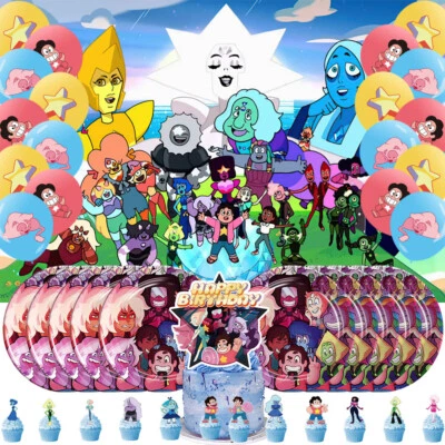 Steven Universe Party Supplies Party Decor Set Plates Balloon Banner Cake Topper - Image 1 of 4