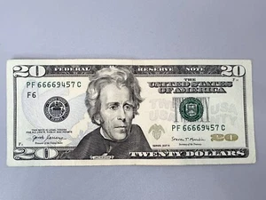 $20 Dollar bills with fancy Serial number {6666} 2017A, 95.3% Very Cool & Rare - Picture 1 of 5