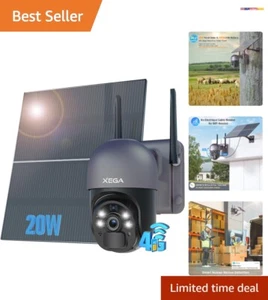 Wireless 4G LTE Outdoor Security Camera with 20W Solar Panel & HD Night Vision - Picture 1 of 10
