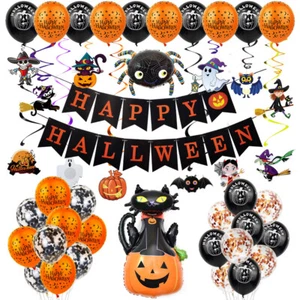 Stock del Reino Unido Halloween Fiesta Decoraciones Globos Niños Fiesta Calabaza Murciélago Araña - Imagen 1 de 11