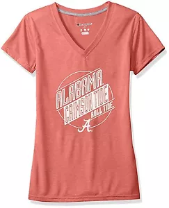 Alabama Crimson Tide NCAA Women's Short Sleeve V-Neck Champion Shirt - NEW - Picture 1 of 10